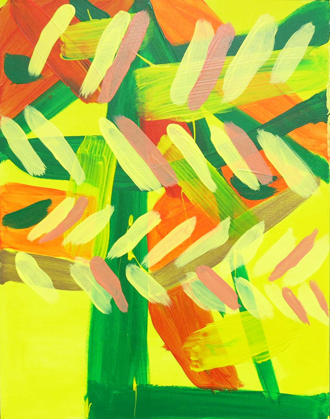 Yellows, oranges and greens abstract design painting by Tyler